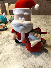 2 peluche Babbo Natale e folletto 