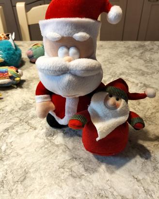 2 peluche Babbo Natale e folletto 