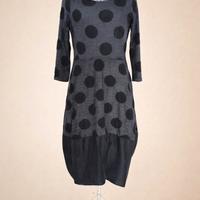 Abito donna Made in Italy grigio  pois neri S M