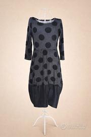 Abito donna Made in Italy grigio  pois neri S M