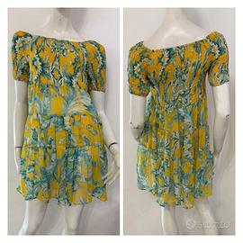 ANTICA SARTORIA Vestito abito giallo verde acqua