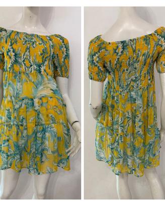 ANTICA SARTORIA Vestito abito giallo verde acqua