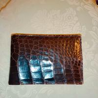 Porta assegni in coccodrillo e pelle