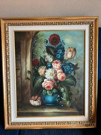 quadro floreale dipinto a mano olio su tela