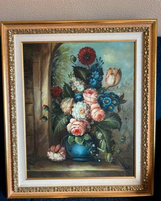 quadro floreale dipinto a mano olio su tela