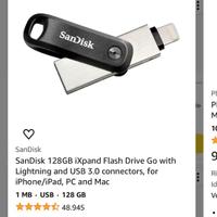 Sandisk 128GB iXpand flash drive go with lightning