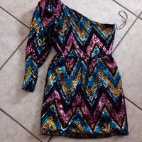 abito monospalla in pailletes M