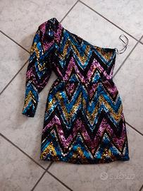 abito monospalla in pailletes M