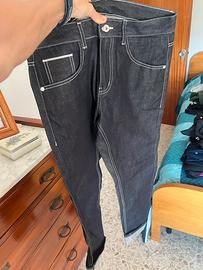 Jeans denim giapponese blu scuro argentato