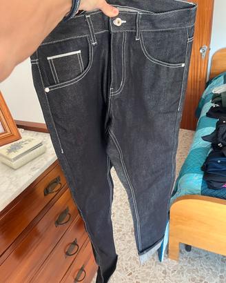 Jeans denim giapponese blu scuro argentato