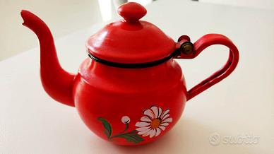 🌼 Teiera / Caffettiera Smaltata Vintage Rosso RED