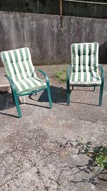 Set di 4 sedie da giardino in metallo con cuscino