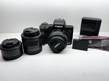 Canon fotocamera M50 + 3 lenti + adapter ef