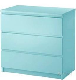Cassettiera + Comodino IKEA MALM Azzurro/Turchese 
