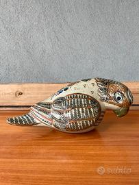 Scultura pappagallo ceramica Tonalá Messico vintag