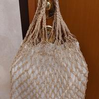 Borsa a rete in rafia fatta a mano fodera cotone