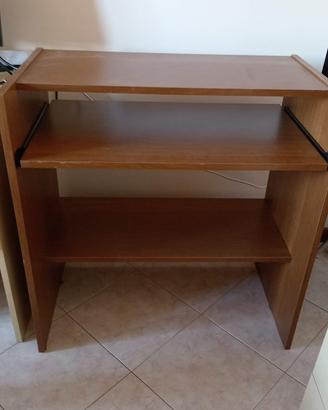 Scrivania porta pc con piano scorrevole legno