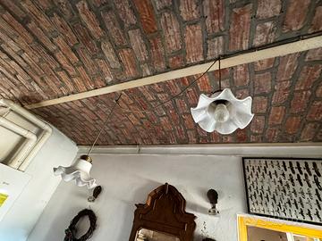 Lampada a sospensione con puleggia in ceramica