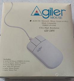 Mouse vintage Agiler AGM-530 con scatola e floppy 