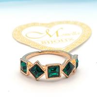 Anello Donna Dorato Con Pietre Verdi Misura 19