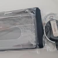 4 Set porta badge con clip retrattile o portachiav