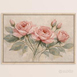Quadro su tela 90x60 con cornice - Rose in fiore