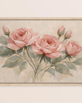 Quadro su tela 90x60 con cornice - Rose in fiore