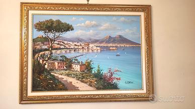 Dipinto artistico olio su tela "Golfo di Napoli"