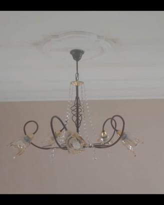 Lampadario completo di campane in vetro