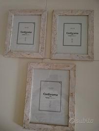 3 Porta Foto legno naturale lavorato particolare