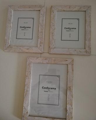 3 Porta Foto legno naturale lavorato particolare