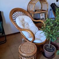 Salotto completo in vero bambù – 2 sdraio + pouf +