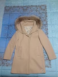 Cappotto beige Romi-hò con cappuccio in Pelliccia