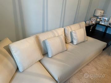 Divano ecopelle nuovo com angolo in legno libreria