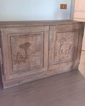 Madia rustica in legno massello finitura decapata