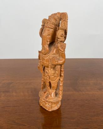 Scultura Ganesha in legno intagliato a mano vintag