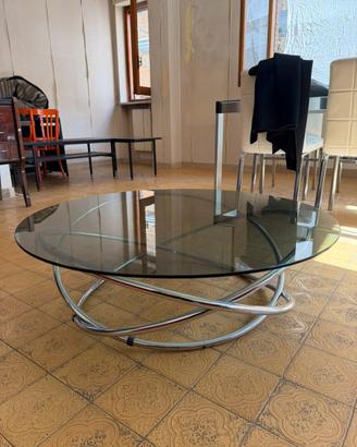 Tavolino in vetro e alluminio