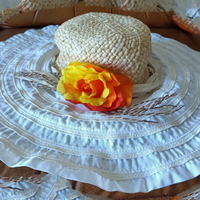 Cappello donna tessuto/paglia c/applicazione fiore