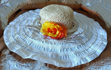Cappello donna tessuto/paglia c/applicazione fiore