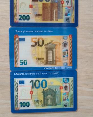 BANCONOTE EURO SCHEDE INFORMATIVE 50,100,200 EURO