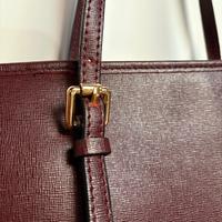 Borsa tote bordeaux vera pelle saffiano