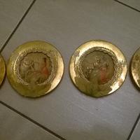 4 Piattini in terracotta vintage dorati
