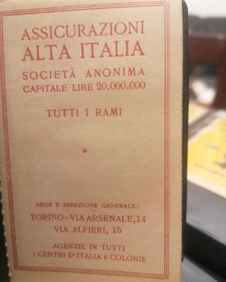 1928,calendario con agenda affabetica. lotto 270