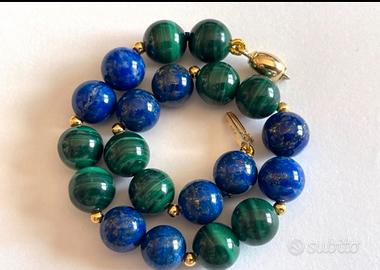 Bracciale  lapislazzuli e malachite e oro
