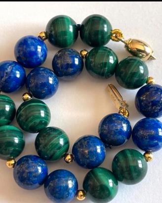 Bracciale  lapislazzuli e malachite e oro