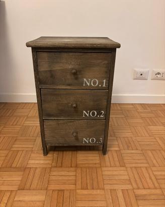 Comodino cassettiera vintage legno