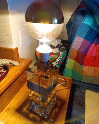 Lampada vintage Space Age metallo plexiglas '70

