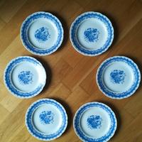 Piatto portata + 6 ceramiche Laveno decorati blu