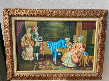 Grande quadro olio su tela con cornice in legno