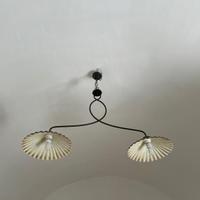 LAMPADARIO IN FERRO BATTUTO+ 2 PIATTINI CERAMICA